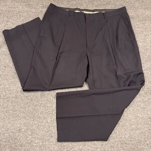 Vinci Italiana Collezione Mens 47L Navy Blue Pleated Dress Pants Trousers